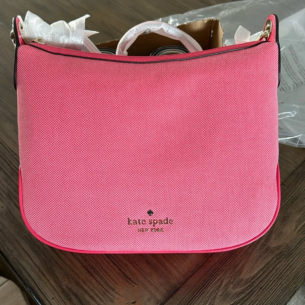 Kate Spade Rosie canvas crossbody pink peppe NWT - Picture 4 of 13